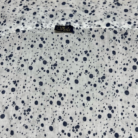 VIOLA LA MIA CAMICIAIA Linen Blend Spotted Button Down Shirt - Picture 9 of 10